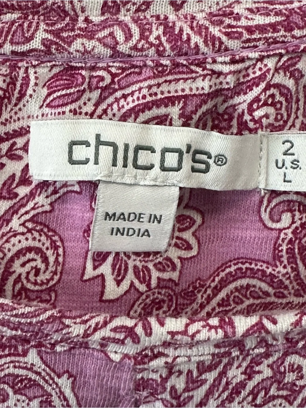 Chico's Pink Paisley Short-Sleeve Women's Top Size 2